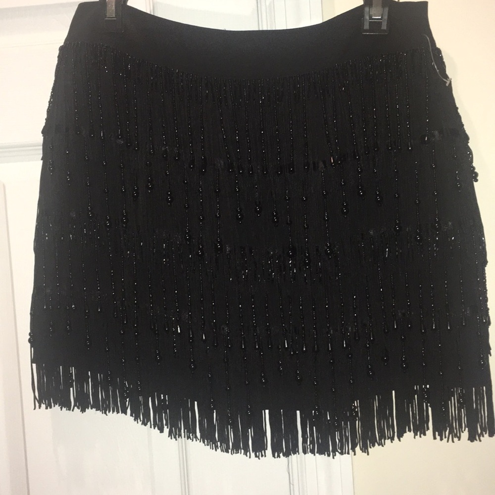 Nanette Lepore Black bead & fringe detailed skirt